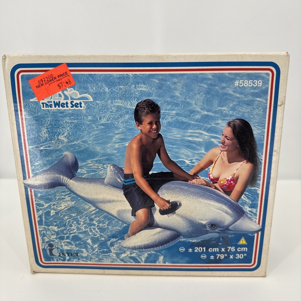 Wet Set Intex 1999 Large Dolphin Ride-On Inflatable Pool Float 79X30 #58539 NEW